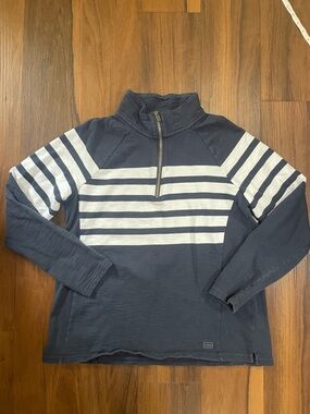 L.L. Bean Peak Islands half zip pullover sweater women's L navy blue 100% cotton